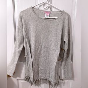 Lily Pulitzer light grey fringe sweater